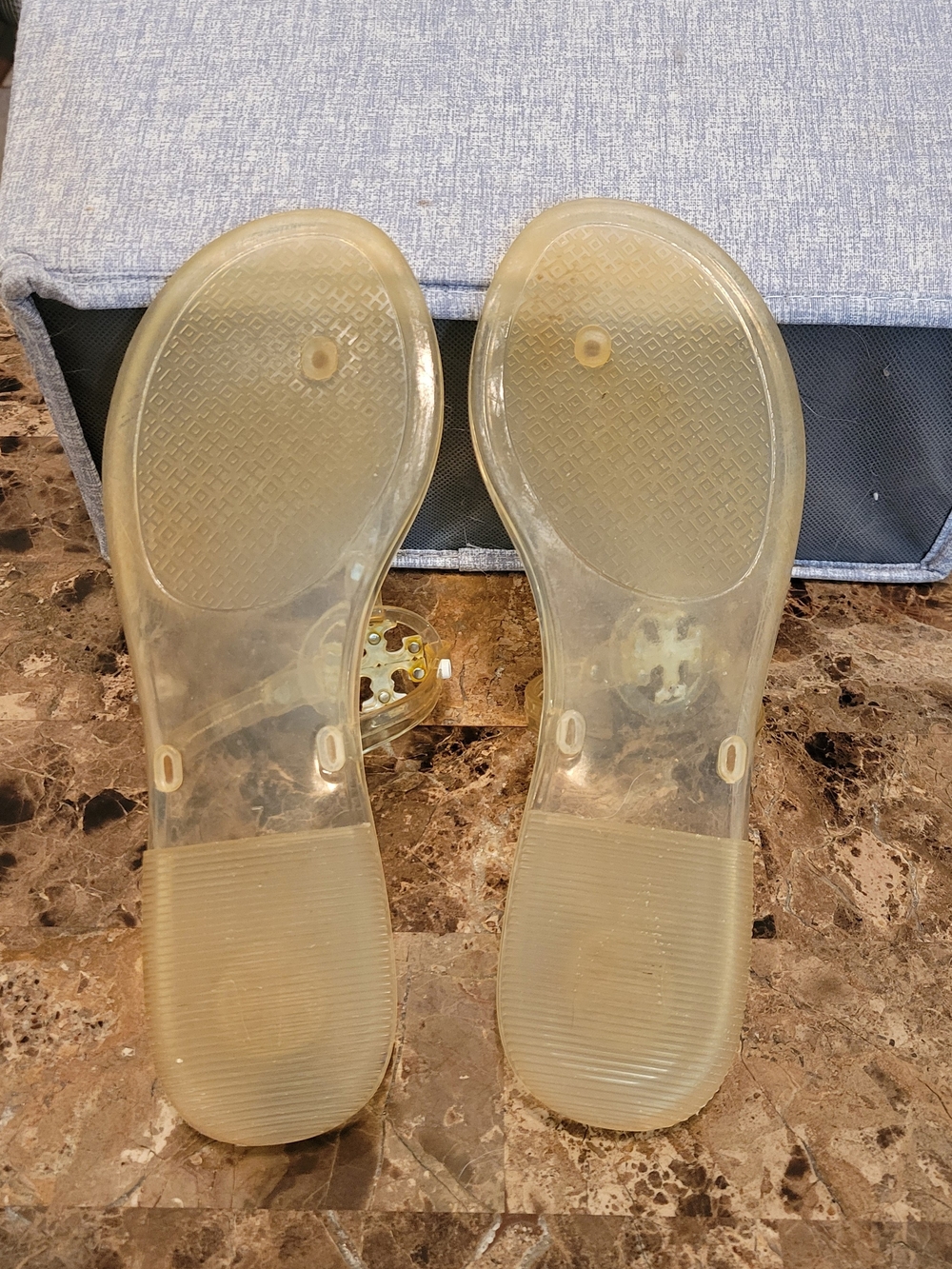 Jelly Thong Sandals with White Logo Accent - Picture 5 of 8